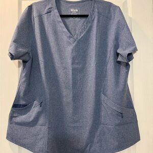 Wink Women's Short Sleeve Blue V-Neck Top